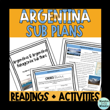 Preview of Argentina and Patagonia Culture Readings Sub Plan in English