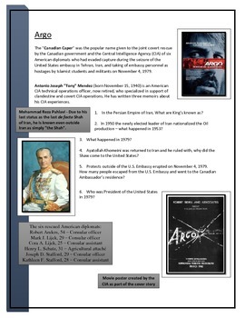 Preview of Argo - Movie worksheet