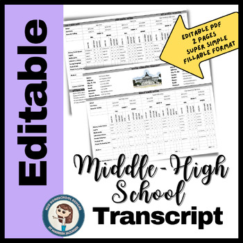 Preview of Argon - Middle thru High School Transcript Template form fillable PDF