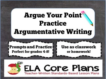 Preview of Argue Your Point!   Argumentative Writing Handouts and Task Cards  Middle School