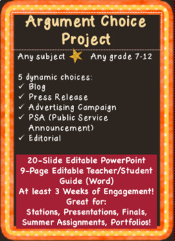 Preview of Argument Choice Project Blog Editorial Press Release Ad Campaign PSA Gr. 7-12