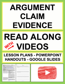 Preview of Argument Claim Evidence Reasoning with Fun Videos | Printable & Digital