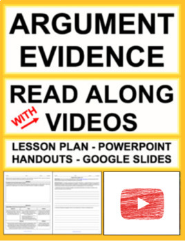 Preview of Argument Claim Evidence Reasoning with Read Along Videos | Printable & Digital