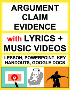 Preview of Argument Claim Evidence Reasoning with Song Lyrics | Printable & Digital