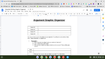 Preview of Argument Essay Graphic Organizer