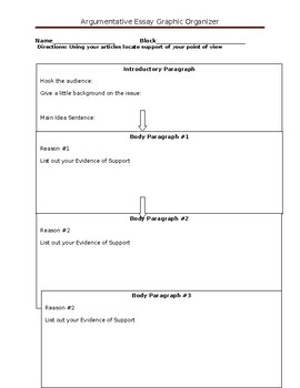 argument essay graphic organizer pdf