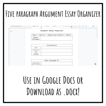 argument essay graphic organizer google doc