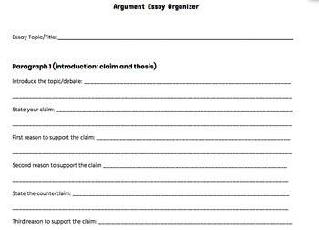 Preview of Argument Essay Organizer