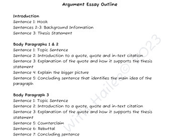 Preview of Argument Essay Outline
