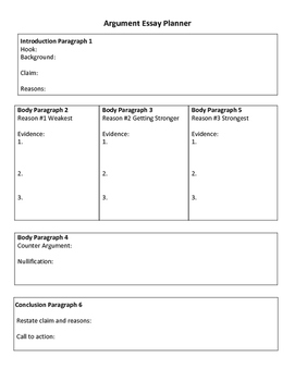 Argument Essay Planner by Perfectly Positive | Teachers Pay Teachers