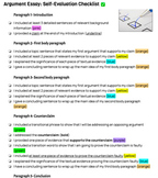 Argument Essay Regents Color-Coded Checklist Self-Edit Str