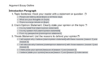 Preview of Argument Essay Resource Packet