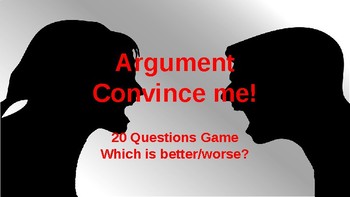 Argument Game - 20 Questions by Taylor Taughts | TpT