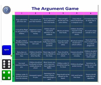 Preview of Argument Game (Practise persuasive / exposition / debating language)