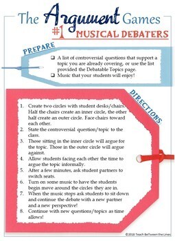 Argument Games A Fun Way To Get Students Practicing Their Argument Skills