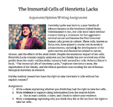 Argument/Opinion Writing Assignment: The Immortal Cells of