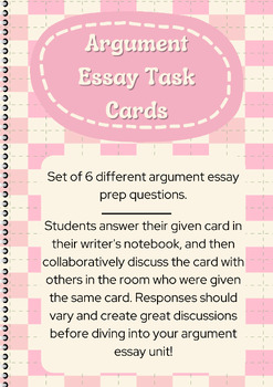 Preview of Argument Prep Task Cards