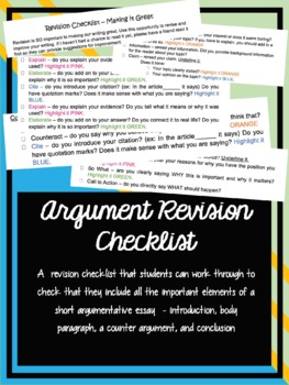 argument essay revision checklist