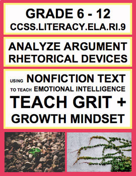 Preview of Argument + Rhetoric with SEL Nonfiction Article: Grit + Growth Mindset