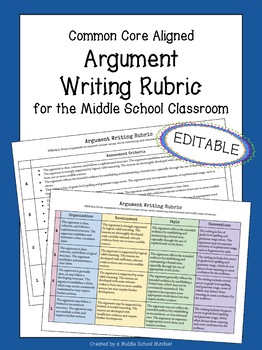 Preview of Argument Rubric | Standards-Based Grading Rubric for Argumentative Writing