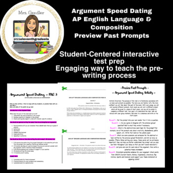 Preview of Argument Speed Dating - AP English Language & Composition - Preview Past Prompts