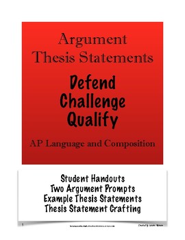 Preview of Argument Thesis Statements: Defend, Challenge, Qualify | AP Lang | PDF & Digital