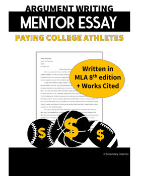 Preview of Argument Unit Mentor Essay:  Should College Athletes Be Paid?