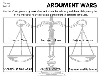 Preview of Argument Wars Worksheet