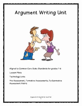 Preview of Argument  Paragraph Writing aligned to the CCSS
