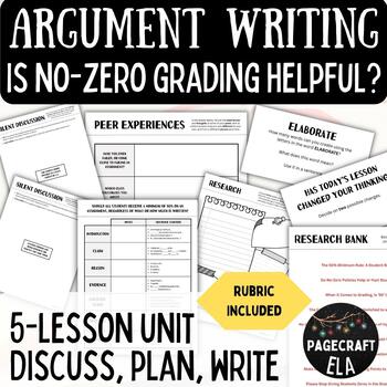 Preview of Argument Writing Assignment | Opinions on No-Zero Grading | Essay and Rubric