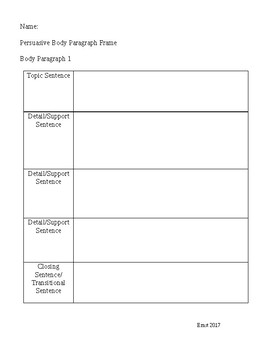 Argument Writing Body Paragraph Graphic Organizer by Butterfly Teacher