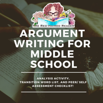 Preview of Middle School Argument Writing Essay Analysis activity, Peer/ Self Checklist
