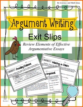 Preview of Argument Writing Exit Slips