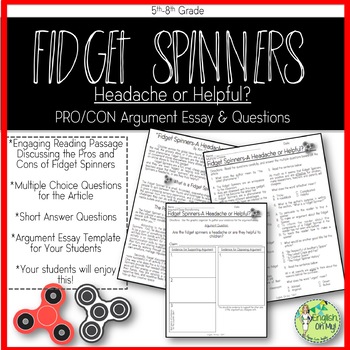 Preview of Argument Writing-Fidget Spinners, Worksheets and Templates