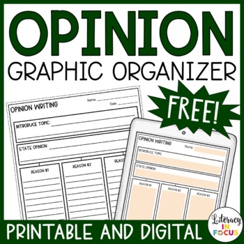 Preview of Opinion Writing Graphic Organizer | Argumentative Writing Template | Free