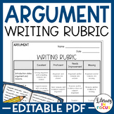 Argument Writing Rubric | Editable