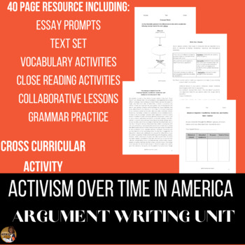 Preview of Argument Writing Unit: Activism in America | Cross-Curricular