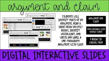 Preview of Argument and Claim (EPIC! Books Paragraph Writing) | Digital Interactive Slides
