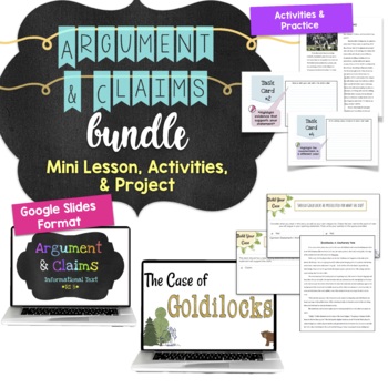 Preview of Argument and Claims Bundle: Mini lesson, Activities & Project- Middle School ELA