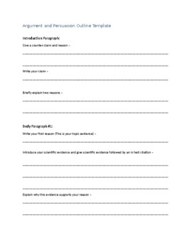 Preview of Argument and Persuasion Essay Outline Template