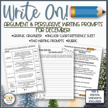 Preview of Argument and Persuasive Writing Prompts (December)