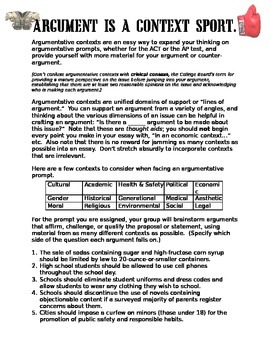 Preview of Argumentative Context Group Activity for ACT and AP Argument Essays