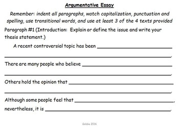 argumentative sentence essay