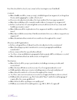Preview of Argumentative Essay Checklist