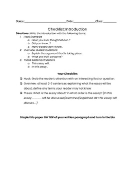 Preview of Argumentative Essay Checklist- Basic