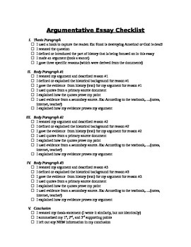 argument essay revision checklist