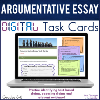 Preview of Argumentative Essay DIGITAL Task Cards - Text Based and Self Checking