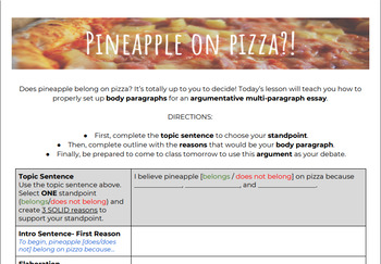 Preview of Argumentative Essay- Digital Outline