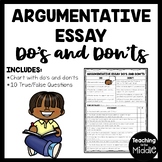 Argumentative or Persuasive Essay Do's and Don'ts Chart an