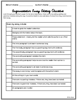 argumentative essay proofreading checklist